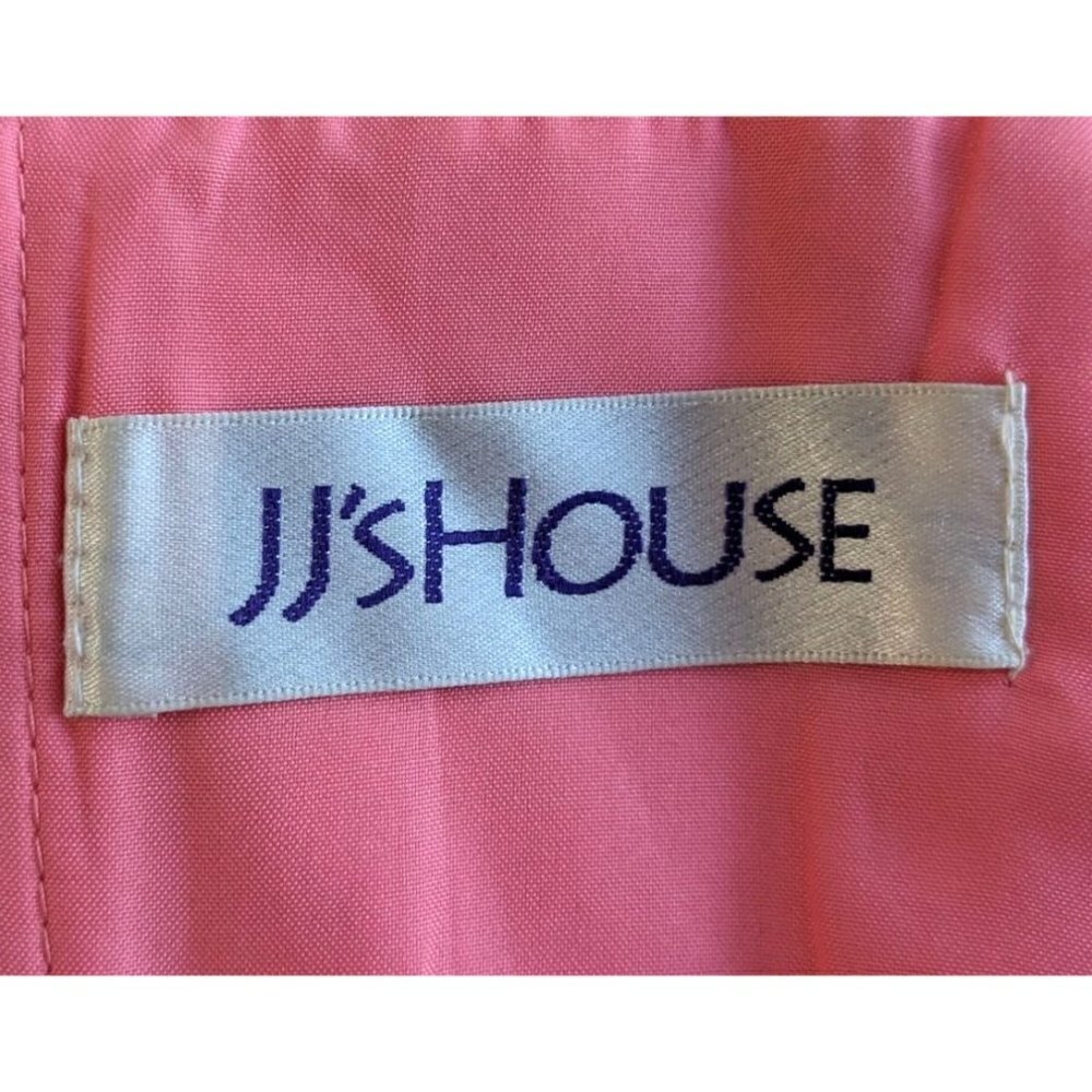 JJ'S HOUSE Coral Pink Strapless Chiffon Bridesmaid Prom Pleated Mini Dress Sz 10 - Picture 3 of 7